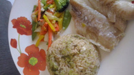 Arroz com brócolis e bacon