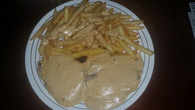 Bife do lombinho com molho de cogumelos