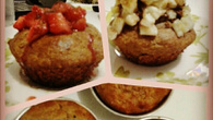 Muffins integrais (morango, banana ou maçã)
