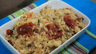 Risoto integral de cogumelo e tomate seco