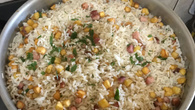 Arroz com bacon e batata-doce