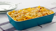 Macarrão gratinado com cheddar e bacon