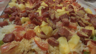 Arroz cremoso tropical com calabresa