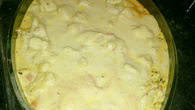 Macarrão com frango e queijos ao forno