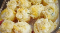 Batatas recheadas com presunto e mussarela