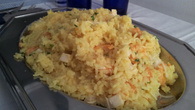 Risoto de camarão ao palmito e açafrão