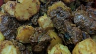 Carne refogada com batata doce