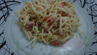 Macarrão com calabresa e molho branco