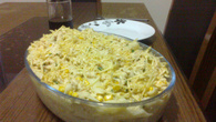 Macarrão com peito de frango e creme de leite