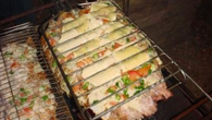 Peixe grelhado com requeijão.