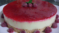 Cheesecake com cobertura de framboesa