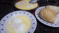 Ovo frito com leite