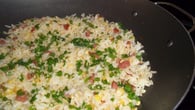Arroz com milho e linguiça calabresa