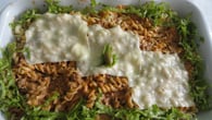 Macarrão com carne moída e creme de leite