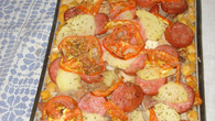 Arroz com grão-de-bico de forno
