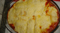 Canelone de presunto e queijo a dois molhos