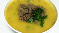 Creme de mandioquinha com carne moída
