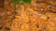 Macarrão com frango e presunto