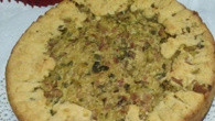 Torta de alho poró com presunto
