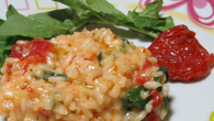 Risoto de tomate seco e rúcula