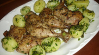 Frango ao pesto com batata sauté