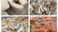 Bacalhau com batatas e molho de tomates