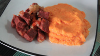 Carne de sol com purê de abóbora