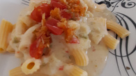 Penne com bacalhau ao molho branco