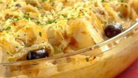 Bacalhau gratinado com creme de mandioca
