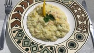 Risoto de camarão com manga