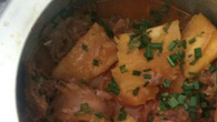 Pescoço de peru com mandioca