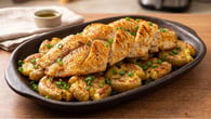 Trança de tilápia com batatas na air fryer