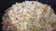 Arroz com linguiça de frango