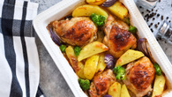 Frango assado com batatas