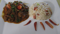 Carne com pinhão e arroz