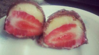 Trufa de morango com leite condesado