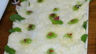 Carpaccio de abacaxi com geleia de hortelã