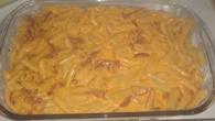 Macarrão com calabresa ao molho de cheddar