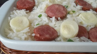 Arroz com palmito e calabresa