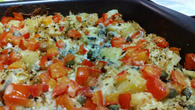 Bacalhau desfiado no forno
