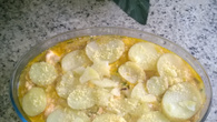 Gratinado de batata com bacalhau e camarão