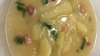 Sopa de mandioca com bacon