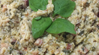 Risoto de espinafre com bacon
