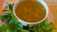 Creme de moranga com salsão e galinha