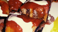 Rolinhos de berinjela com carne moída