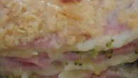 Lasanha de brócolis e presunto