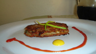 Batata rosti recheada com bacon e provolone