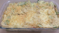 Macarrão de brócolis e Bacon com Molho Branco