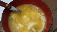 Sopa creme de aipim com palmito