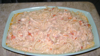 Macarrão com frango na panela de pressão